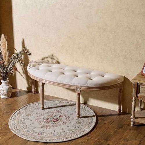 Half Moon Window Bench Upholstered Tufted European Bedroom Suite End of Bed AU - Picture 5 of 6