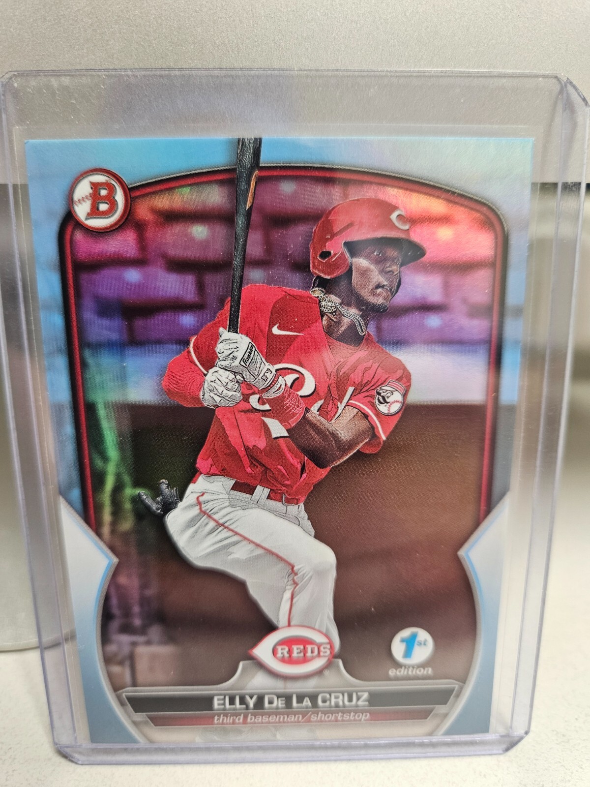2023 Bowman 1st Edition Elly De La Cruz Sky Blue Foil SP Parallel #BPPF-65 Reds