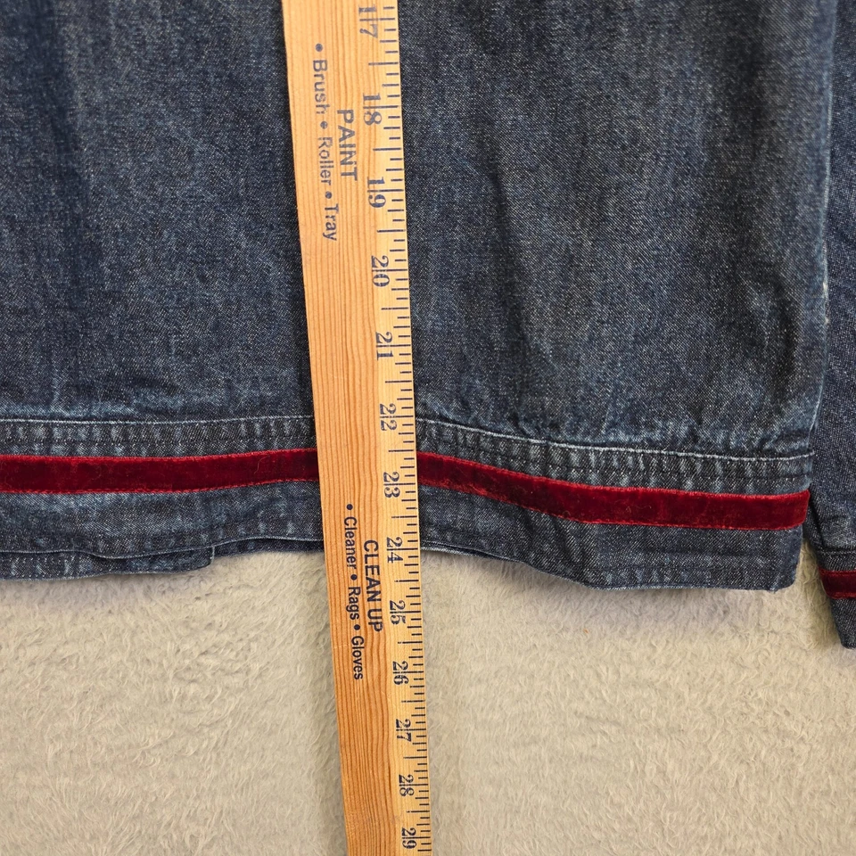 Serengeti Denim Jacket Womens S Blue Rose Boho Y2K Floral Embroidered Trucker - Image 4 of 4