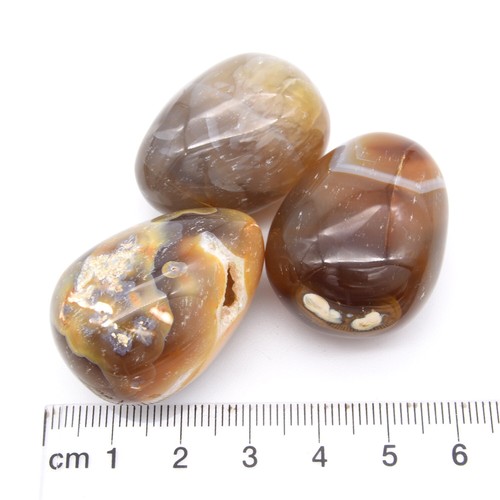 Agate 3x Tumbled Stones 25x35mm - Foto 2 di 2