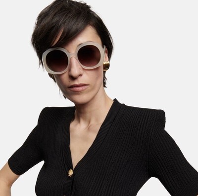 NEW CELINE WOMEN ROUND SUNGLASSES CELINE CL40242I 25K WHITE  display picture 3