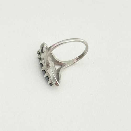 Anillo Vintage Oro Blanco 10K Hematita Marquesa Piedras Preciosas Pinky Banda Talla 3.25 - Imagen 4 de 8