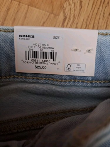 SO Bermuda Blue Jean Stretch Lace Pocket Adjustable Waist Shorts Girl's Sz 8 New - Picture 6 of 9