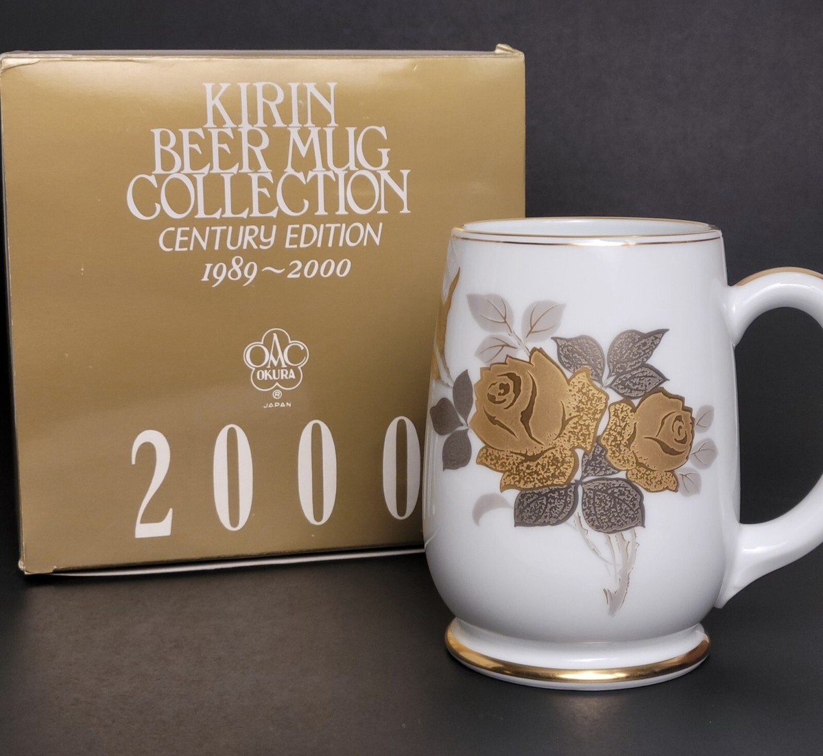 ⑧大倉陶園 キリンビアマグコレクション 2000 金白金触バラ ビアマグ ⑧大倉陶園 キリンビアマグコレクション 2000 金白金触バラ ビアマグ