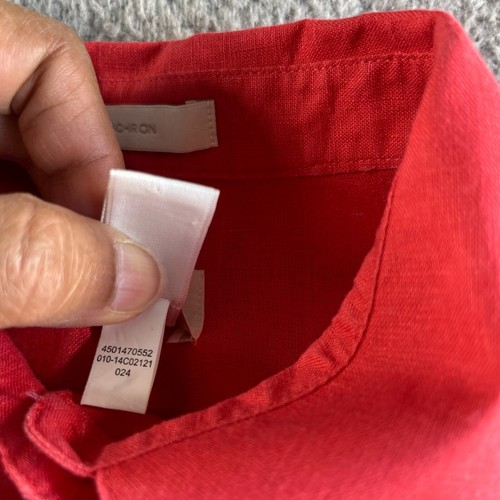 NUEVA Camisa Chicos Mujer Pequeña 0 Roja Abotonada Lino Túnica Top Manga 3/4 Sin Plancha - Imagen 10 de 15