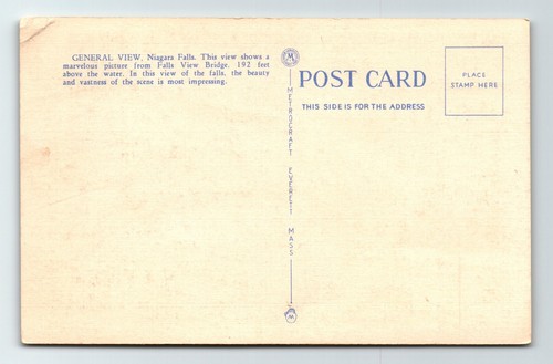 Postcard General Aerial View Niagra Falls Maid of Mist - Picture 2 of 2