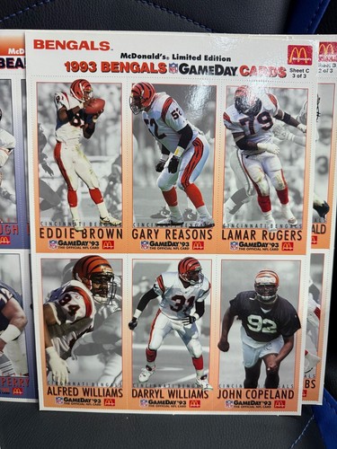 Tarjetas del día del juego de McDonald's 1993 de los Browns & Bengals de la NFL + una extra - Imagen 3 de 12