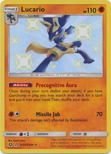 Lucario SV22/SV94 Shiny Holo Rare Hidden Fates: Shiny Vault