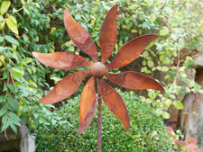 Large Tall Vintage Style Rusty Garden Wind Spinner Decorative Stake Ornament