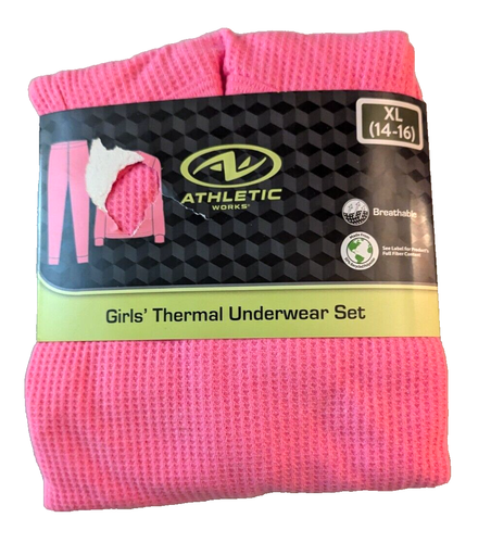 Athletic Works girls' thermal underwear set pink XL NWT - Picture 3 of 6