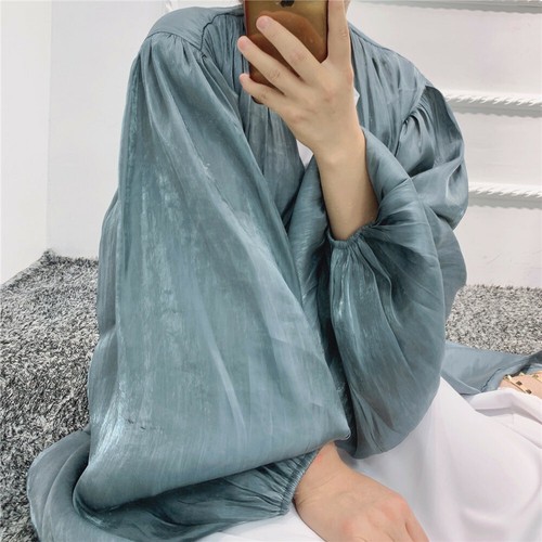Cardigan aperto Abaya abiti lunghi donna kimono musulmano Turchia Dubai abiti abito nuovo - Foto 43 di 55