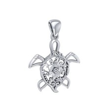 Turtle Filigree 925 Sterling Silver Pendant Fine Sea Life Totem Ocean Jewelry