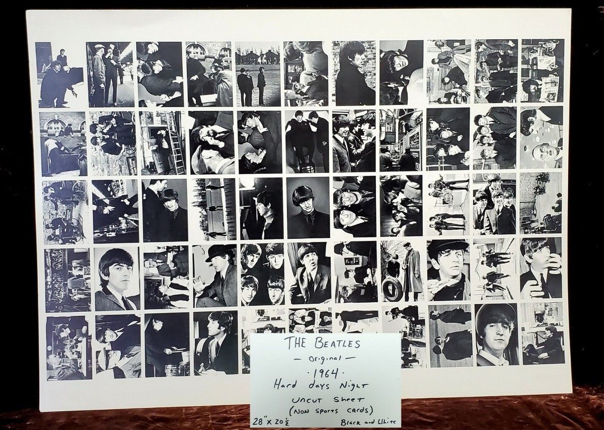 VINTAGE RARE UNCUT SHEET of THE BEATLES Hard Days Night 1964
