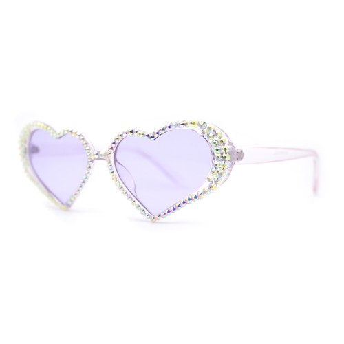 Damen-Sonnenbrille irisierend Strass Glitzer sprudelnd Herzform - Bild 40 von 60