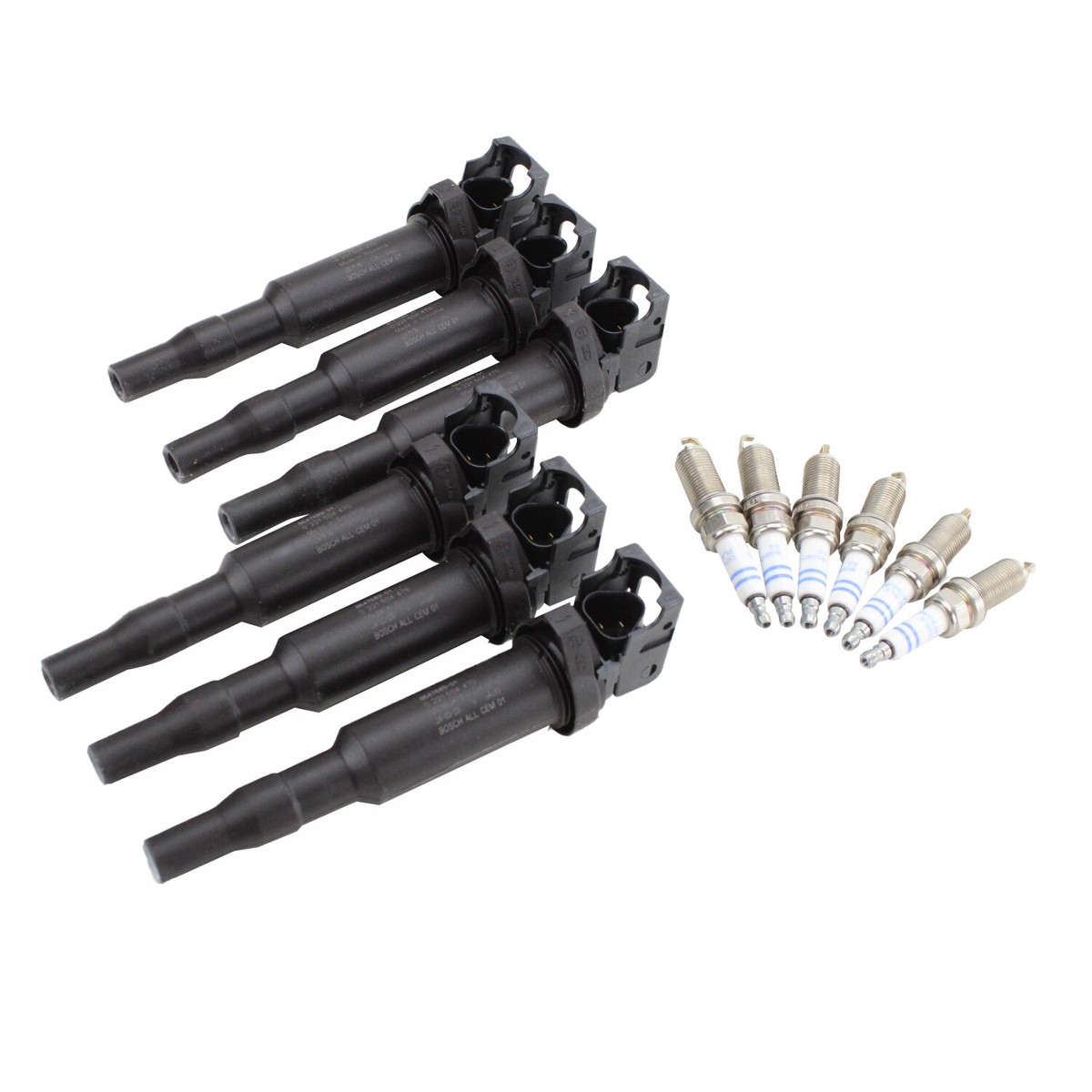 オーダー用 Bosch Set of 6 Ignition Coils 6 Wire Double Platinum Spark Plugs
