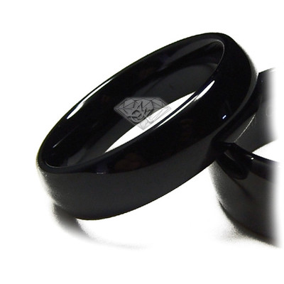ACCENTS KINGDOM 6MM WOMEN'S PLAIN BLACK TUNGSTEN WEDDING BAND DOME RING