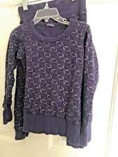 2 PC Girls 4/5 LA MADE Purple Lounge THERMAL WAFFLE KNIT Top Pant SKI BASE LAYER