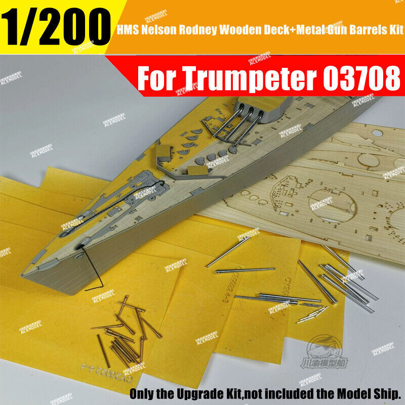 1/200 HMS Nelson 1944 Wooden Deck+Metal Barrel Detal-up Kit for Trumpeter 03708