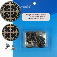 17 - 20 mm No-Sew Replacement Jean Tack Buttons CBO12 4  CT. 6