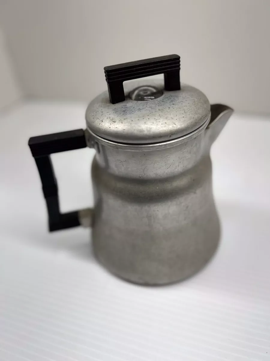 Vintage Large Aluminum Coffee Pot 1 Liter Tea Pot Silver Percolator Metal Coffee  Maker Aluminum Camping Percolator Camping Spplies 