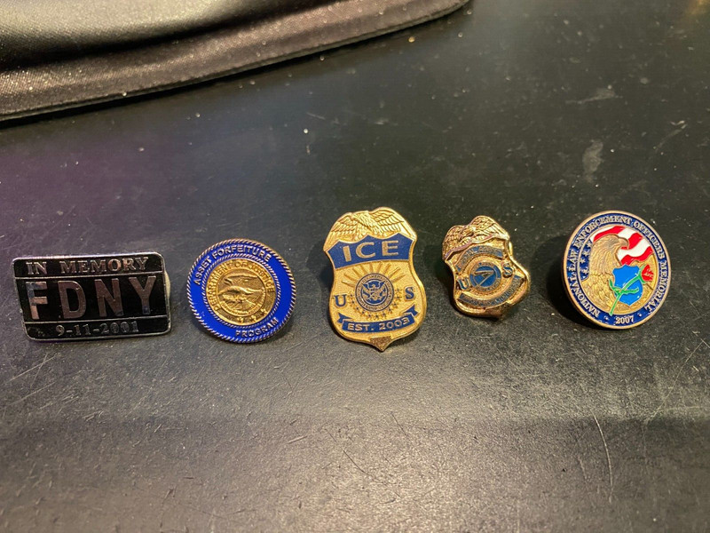 5-MINI PINS-POLICE-FDNY-ICE-SP AGENT INPGEN-SEE DETAILS