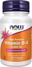Now Supplements, Vitamin D-3 2000 IU, 120 Softgels Free Shipping