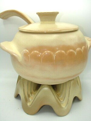Frankoma Lazy Bones Plainsman Gold 3 Quart Soup Tureen Complete Stand 24S EUC