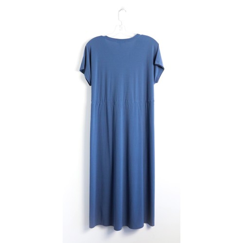NWOT Nordstrom midi muted blue drawstring dress V-neck stretch loose fit comfy S - 第 4/7 張圖片
