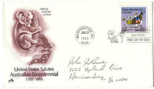 5 '88 FDCs Owl & Grosbeak, Olympics, Australia Bicent., New Sweden Settlement - Picture 4 of 6