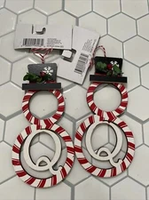 Old East Main (2) Wooden Snowman With Letter Q  Ornaments(new With Defect)