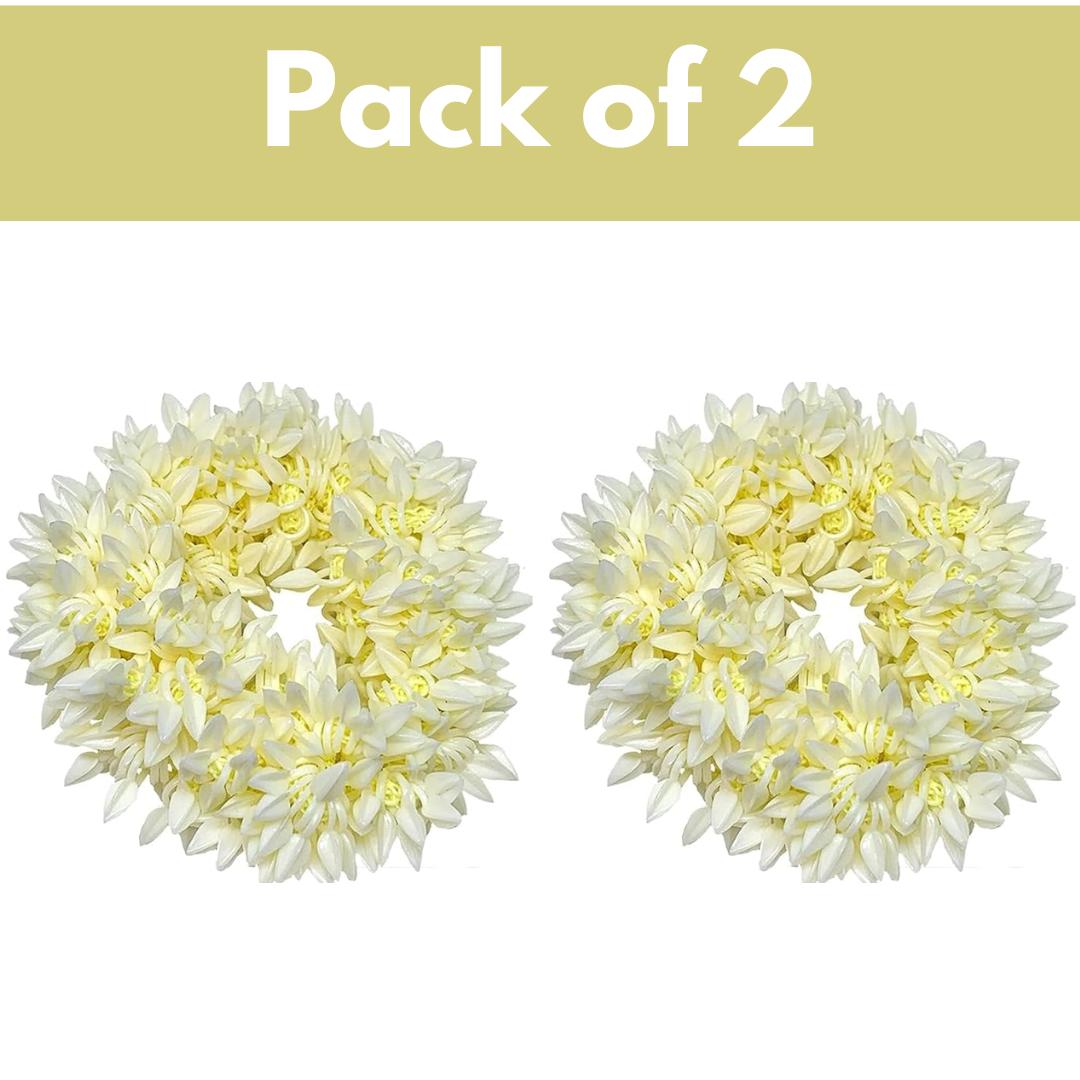 Temperia White Mogra Gajra Hair Accessories for Women Girls 2 Pcs