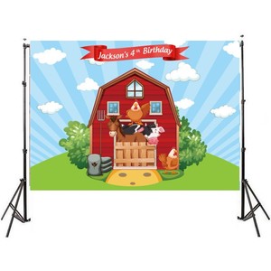 Red Barn Farm Animal Birthday Party Cartoon Backdrop Photo Studio