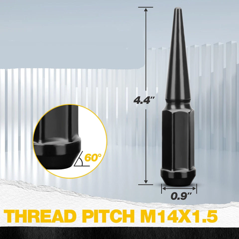 Tuercas de clavo 24 piezas M14x1,5 +1 llave para Ford F150 Mustang Chevy Silverado GMC Foto 3 de 4