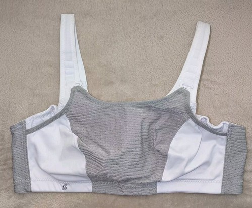 Glamorise Total Control Custom Support Sports Bra 1166 Grey White UK 42B - 第 1/11 張圖片