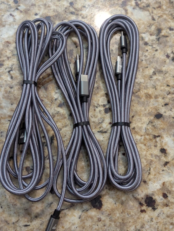 3 Pack USB-C to USB-C Charging Cables RE-A011 Grey 60W 3 meters - Image 2 of 4