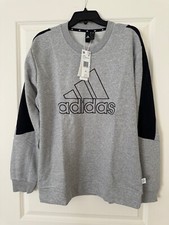 Adidas Men s Crewneck Sweatshirt Grey/Black Color French Terry Crewneck Size M