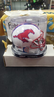 NIB SOUTHERN METHODIST MUSTANGS SCHUTT AUTHENTIC MINI NCAA FOOTBALL HELMET BLANK