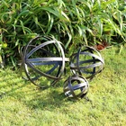 Set Of 3 Black Decorative Garden Spheres Outdoor Decor Accessories Summer Living