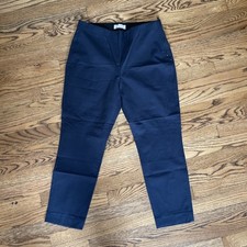 NWOT Everlane The Bi-Stretch Side Zipper Cotton Work Pant Navy Blue Size 12