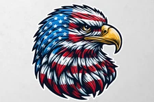 Bald Eagle Head US Red Blue S+Bumper,Wall,Etc Sticker Vinyl Decal 5" FreeSticker