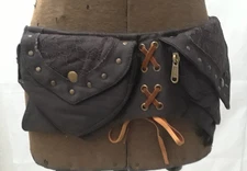 Handmade with Love Siddhartha Women Canvas Brown Lace Belt Bag * Snap Closure