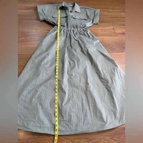 Abercrombie & Fitch Utility Maxi Shirt Dress Sage Green Size Small Petite - Picture 11 of 13