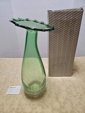 New W/Box La Murrina Green Art Glass Hand Blown 11 3/4" VASE MURANO Italy Signed