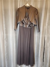 KM Collections Milla Bell Formal Mother Of Bride Dress 14W 2pc Bronze Brown