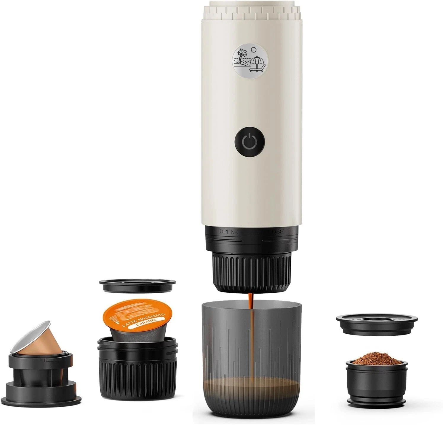 RECAFIMIL Portable Espresso Coffee Machine 3-in-1 12V Capsules Camp WHITE BoxR