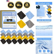80 Pack Microfiber Cleaning Cloth for Glasses, Multi-Color Eye Glasses Cleani...