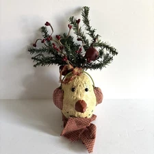 Handmade Primitive Style Snowman Head Christmas Ornament Decor Country Hanging