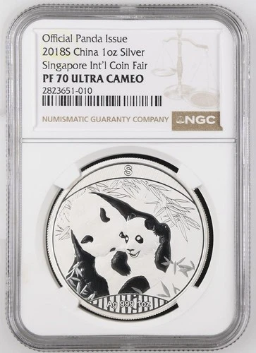 2018-S China Silver Panda Singapore Int'l Coin Fair NGC PF70 UC