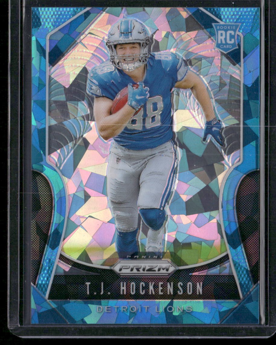 2019 Panini Prizm #364 T.J. Hockenson Blue Ice #/99 ROOKIE