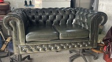Green leather chesterfield 2 Seat sofa UK DELIVERY £90